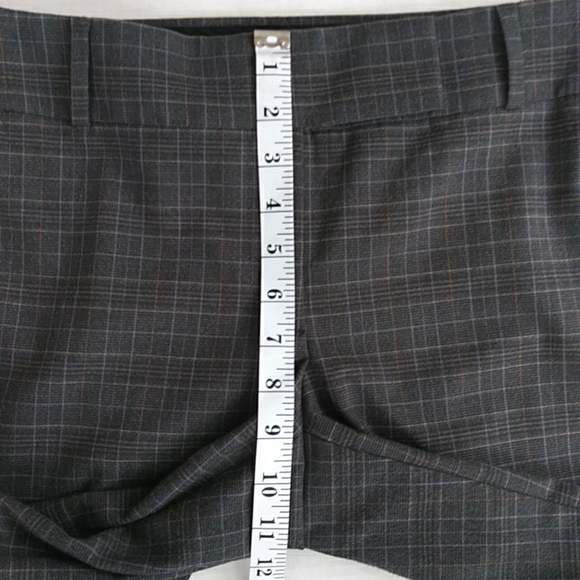 Ann Taylor Plaid Marisa Straight Cuffed Cropped Ankle Dress Trousers 8 Gray Grey - Picture 15 of 16